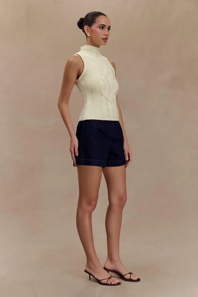 Women Meshki Dresses Roberta High Neck Cable Knit Top 8211 Ivory