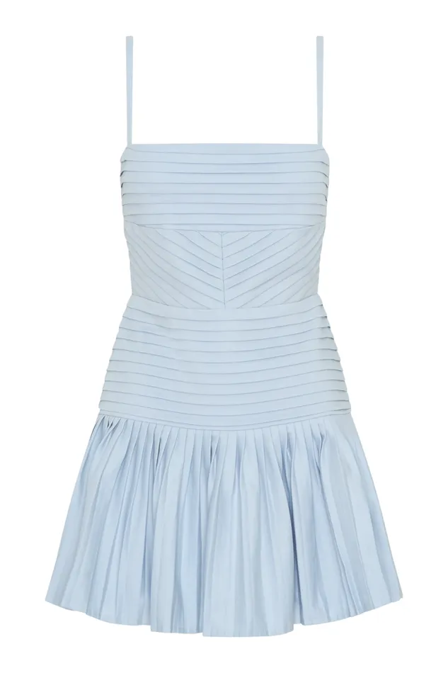 Women Meshki Dresses Rylee Multi Pleat Mini Dress 8211 Ice Blue
