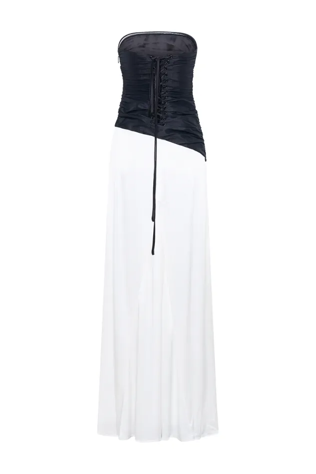 Women Meshki Dresses Serena Strapless Taffeta Maxi Dress 8211 WhiteBlack