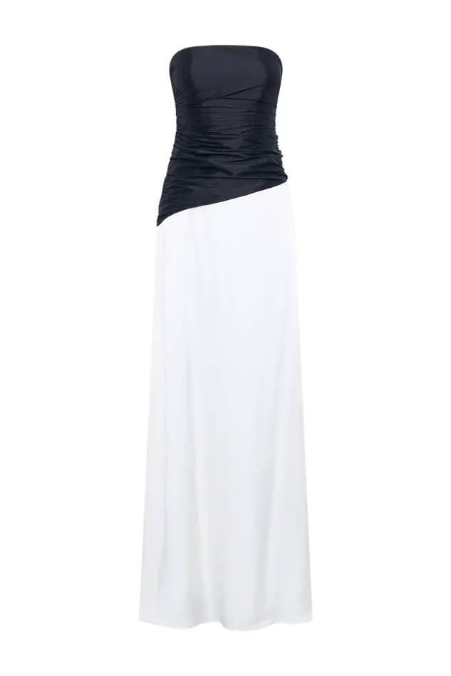 Women Meshki Dresses Serena Strapless Taffeta Maxi Dress 8211 WhiteBlack