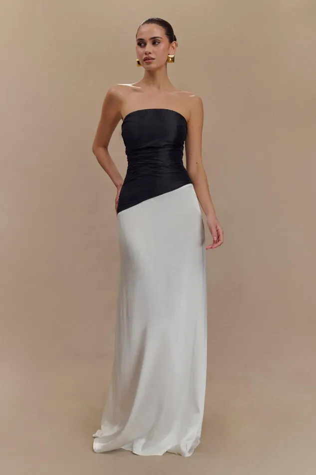 Women Meshki Dresses Serena Strapless Taffeta Maxi Dress 8211 WhiteBlack