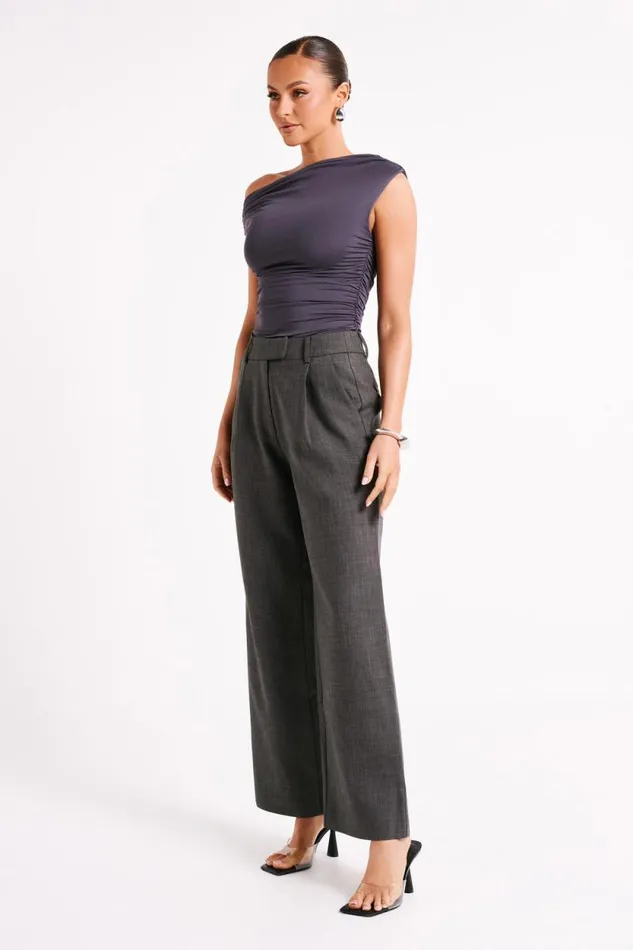 Women Meshki Tops Alayna Recycled Nylon Ruched Top 8211 Charcoal