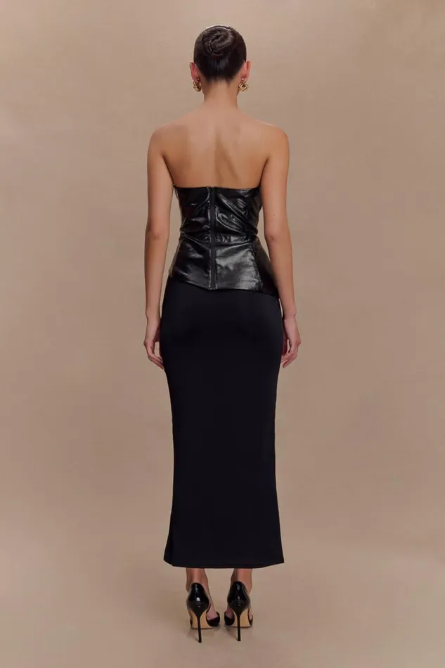 Women Meshki Tops Allana Faux Leather Strapless Top 8211 Black