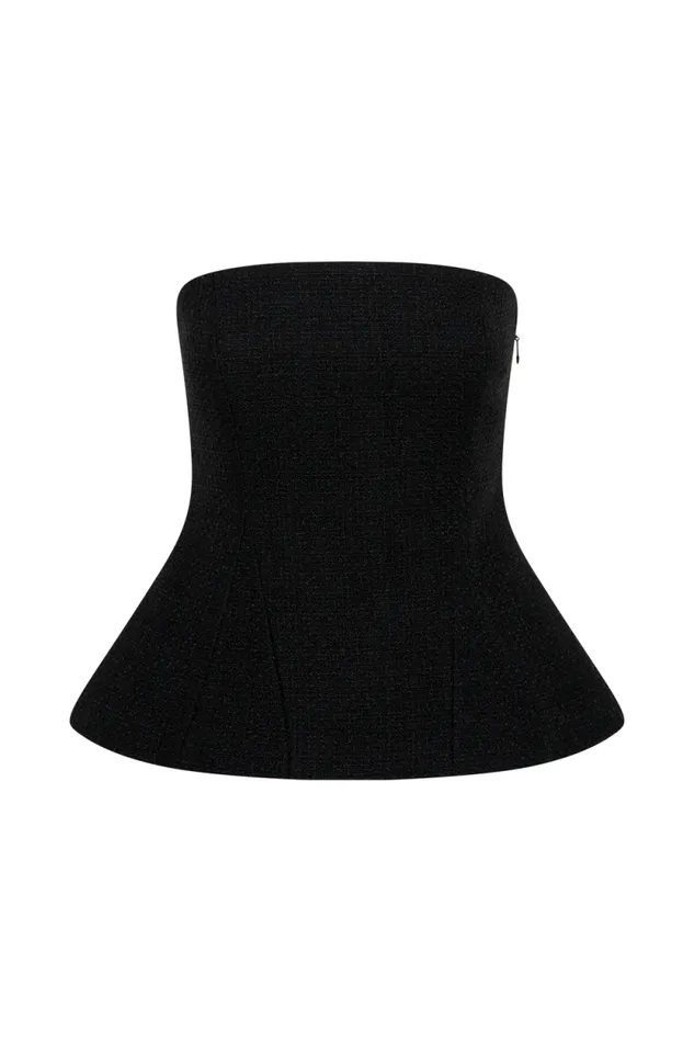 Women Meshki Tops Cyrus Strapless Boucle Top 8211 Black