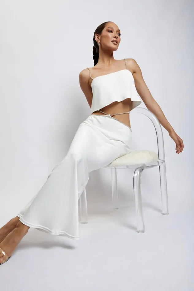 Women Meshki Tops Dayana Straight Cut Crop Top 8211 White
