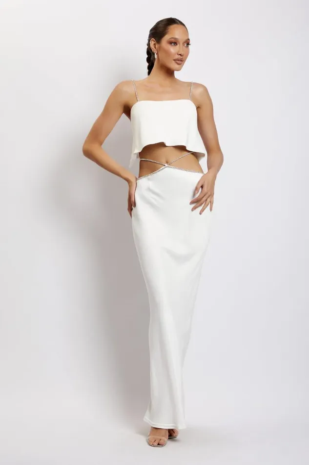 Women Meshki Tops Dayana Straight Cut Crop Top 8211 White