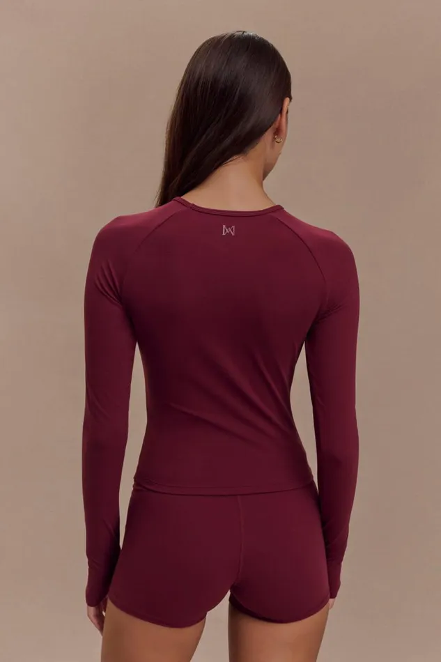 Women Meshki Tops Eliana Long Sleeve Active Top 8211 Burgundy