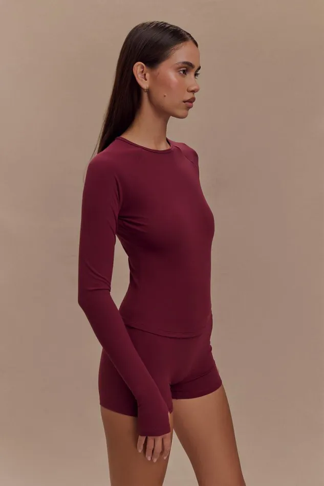 Women Meshki Tops Eliana Long Sleeve Active Top 8211 Burgundy