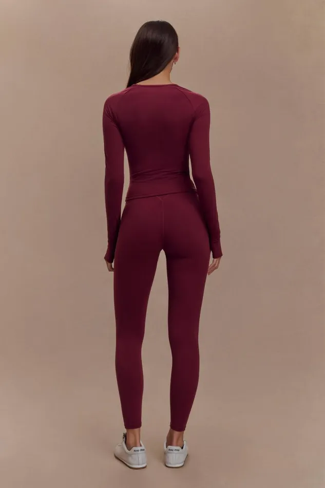 Women Meshki Tops Eliana Long Sleeve Active Top 8211 Burgundy