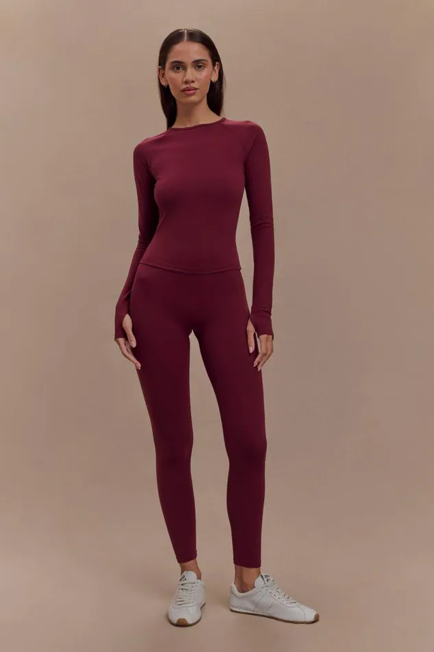 Women Meshki Tops Eliana Long Sleeve Active Top 8211 Burgundy