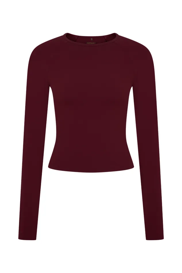 Women Meshki Tops Eliana Long Sleeve Active Top 8211 Burgundy