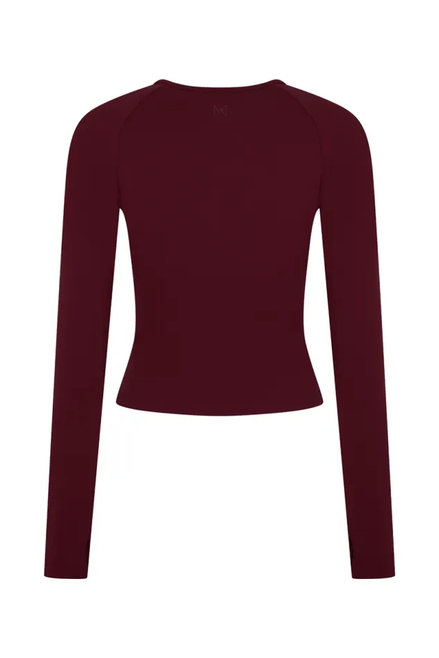 Women Meshki Tops Eliana Long Sleeve Active Top 8211 Burgundy