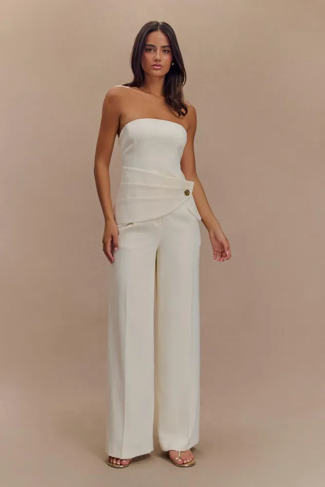 Women Meshki Tops Faith Strapless Suiting Top 8211 Ivory