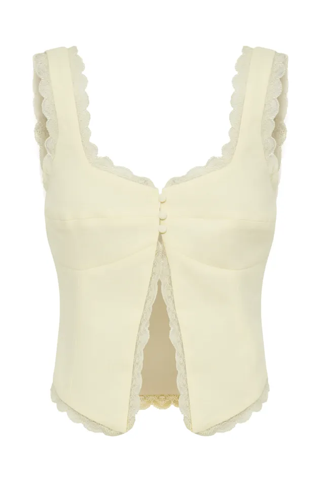 Women Meshki Tops Franca Linen Sleeveless Top 8211 Lemon Sherbet