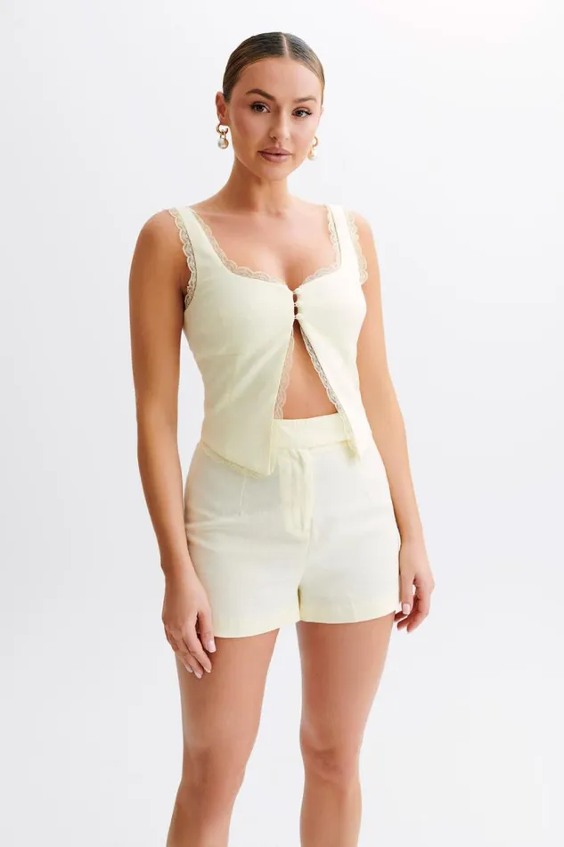 Women Meshki Tops Franca Linen Sleeveless Top 8211 Lemon Sherbet
