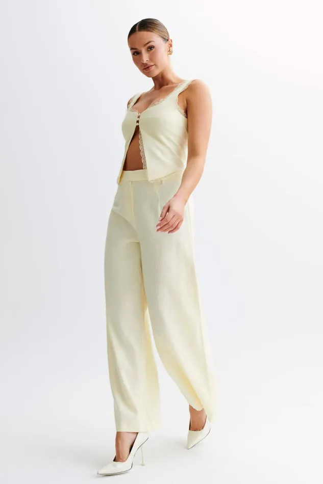 Women Meshki Tops Franca Linen Sleeveless Top 8211 Lemon Sherbet