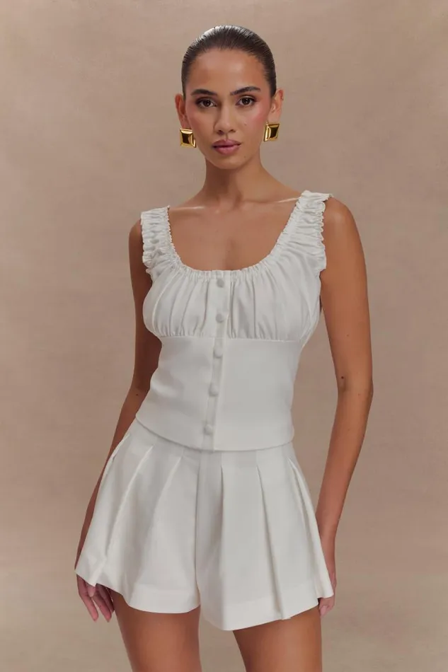 Women Meshki Tops Ines Sleeveless Ruched Top 8211 White