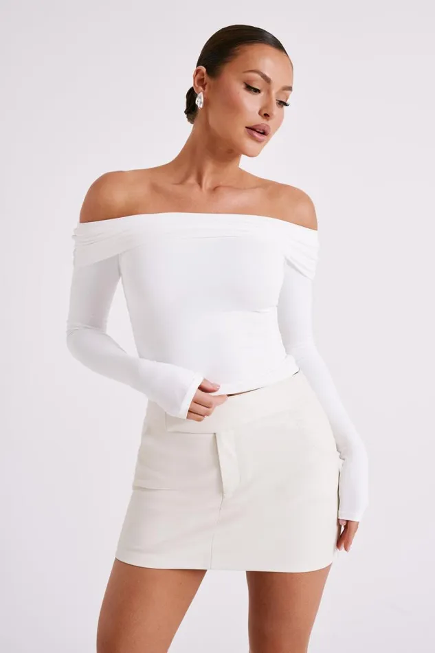 Women Meshki Tops Lucinda Recycled Nylon Off Shoulder Top 8211 White