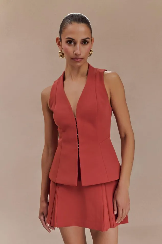 Women Meshki Tops Melinda Structured Vest Top 8211 Chilli