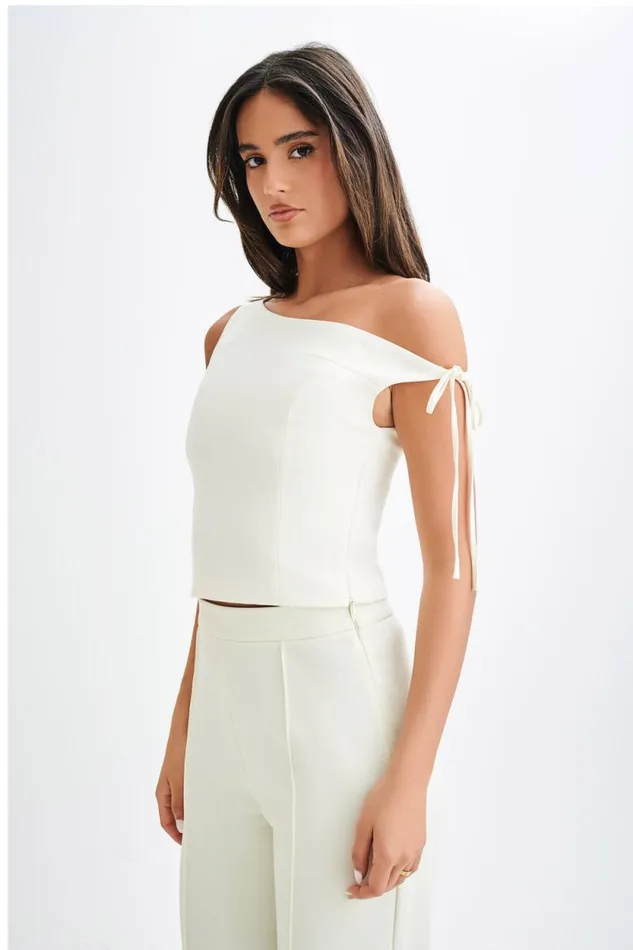 Women Meshki Tops Ramsey Suiting Off Shoulder Top 8211 Ivory
