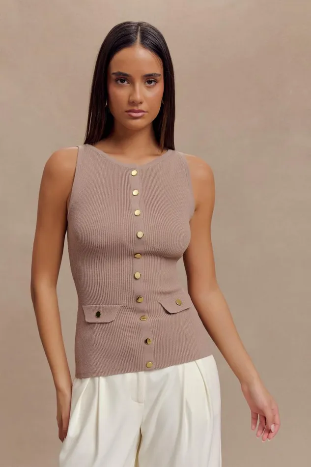 Women Meshki Tops Sawyer Longline Top 8211 Taupe