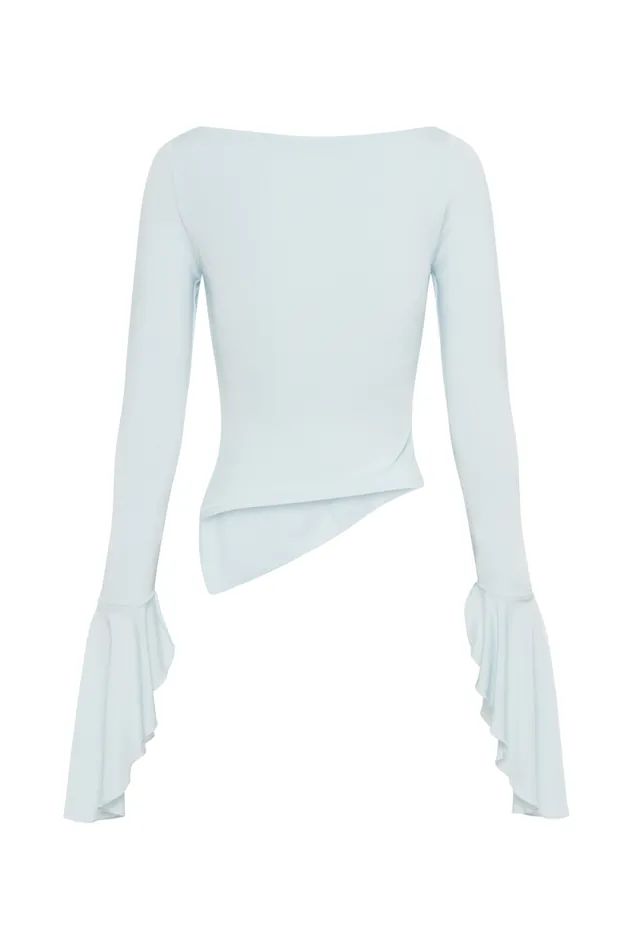Women Meshki Tops Stevie Bell Sleeve Slinky Top 8211 Sky Blue