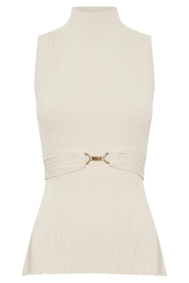 Women Meshki Tops Tanya Cut Out High Neck Top 8211 Cream