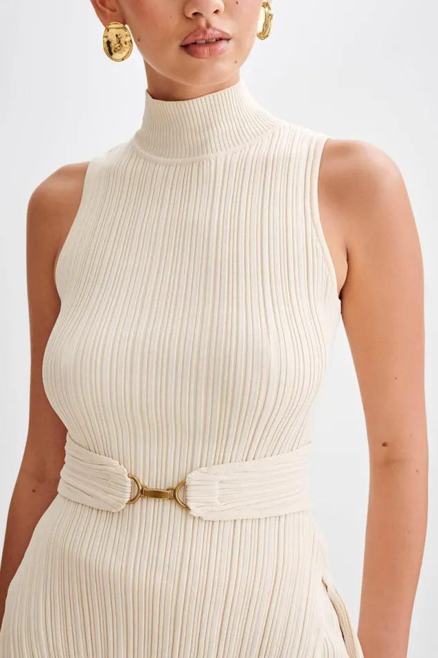Women Meshki Tops Tanya Cut Out High Neck Top 8211 Cream