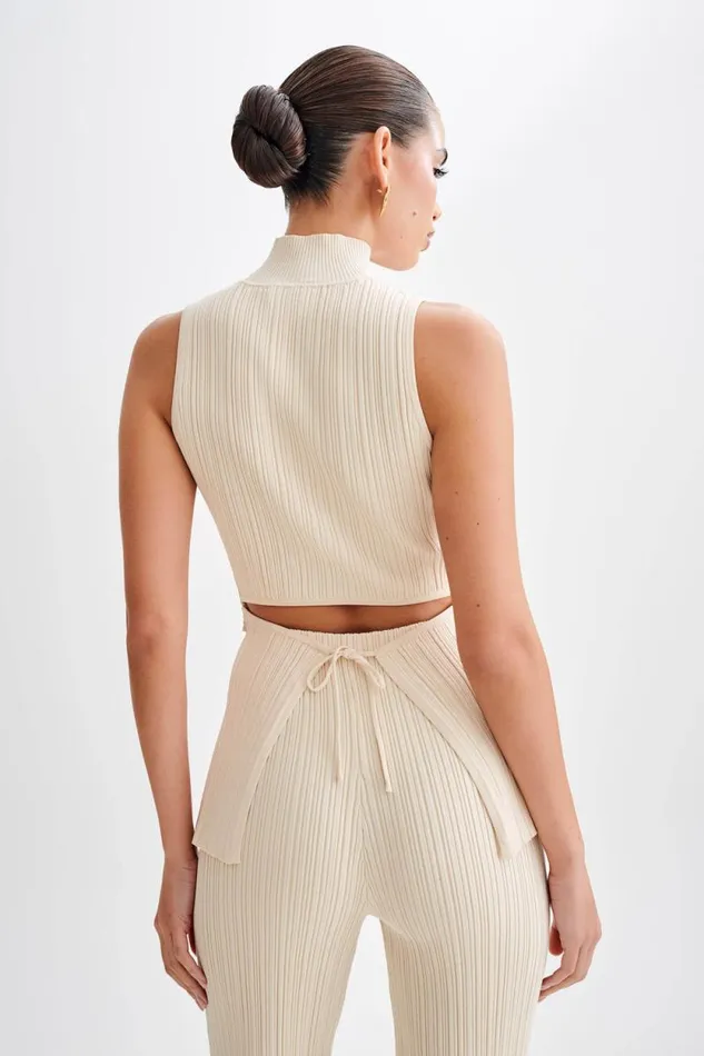 Women Meshki Tops Tanya Cut Out High Neck Top 8211 Cream
