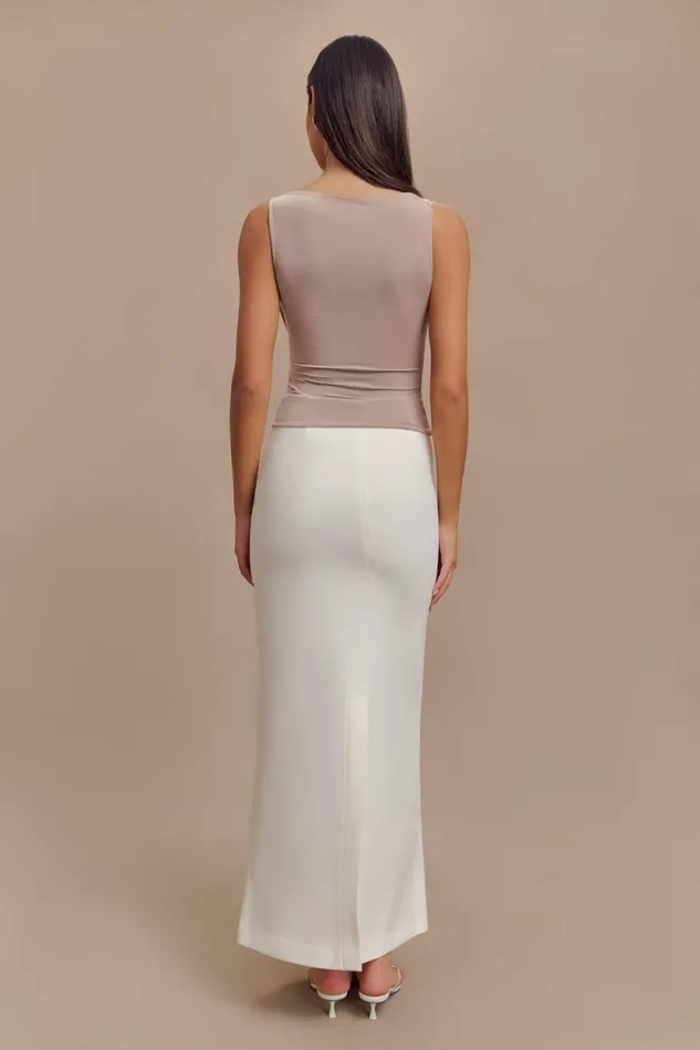 Women Meshki Tops Tiarna Slinky Ruched Top 8211 Taupe