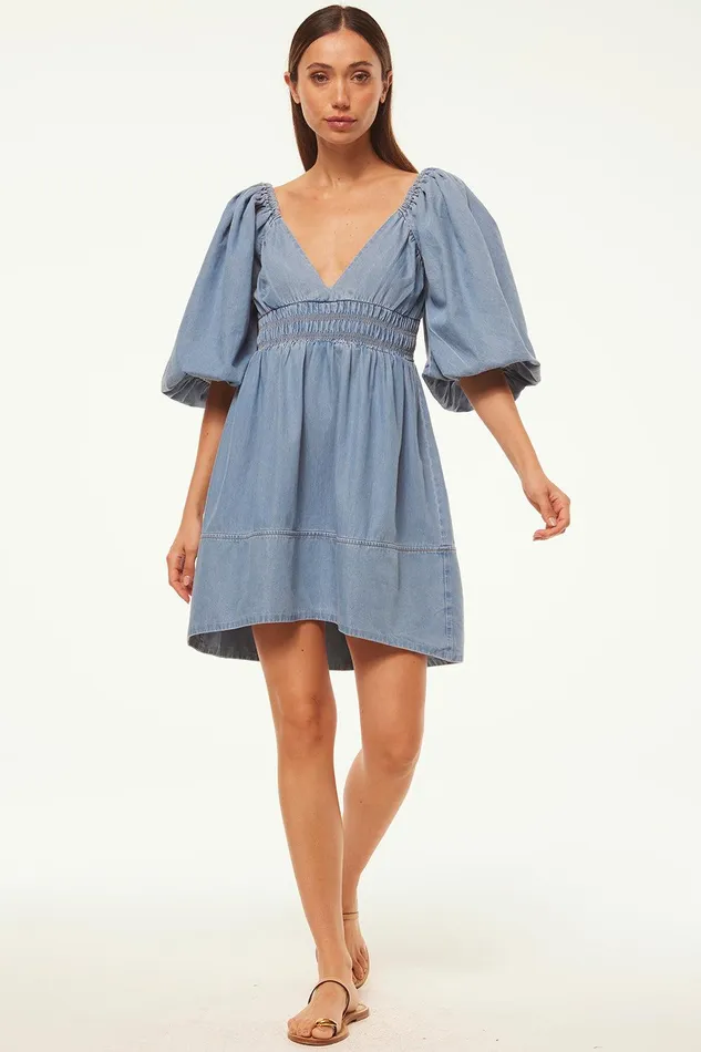 Women MISA Los Angeles Dresses ARYN DRESS Blue Chambray