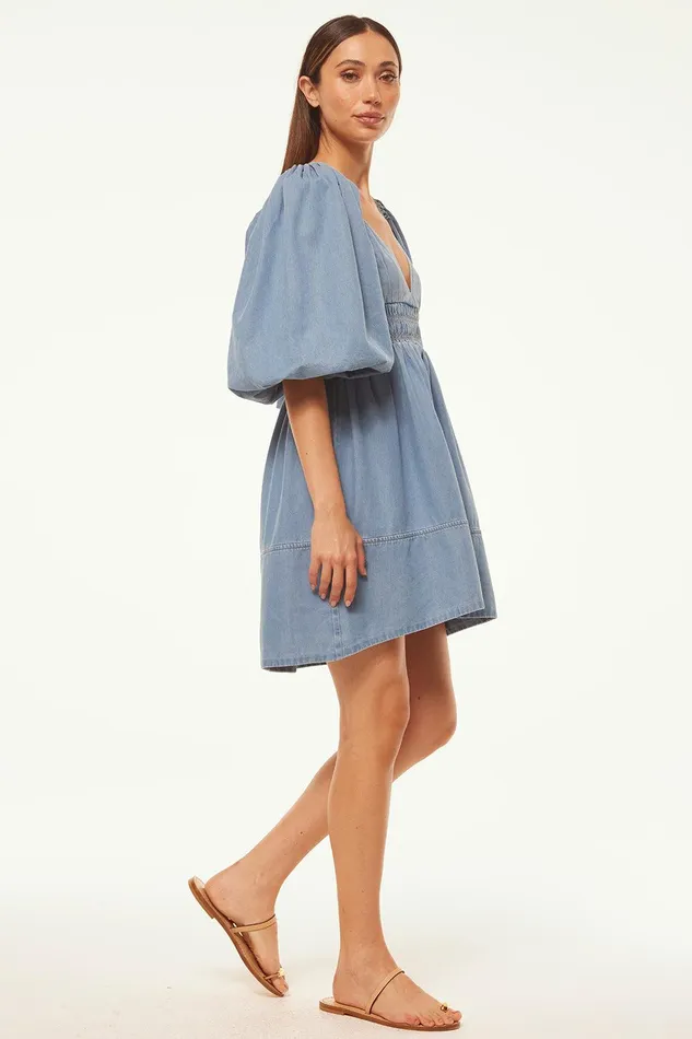 Women MISA Los Angeles Dresses ARYN DRESS Blue Chambray