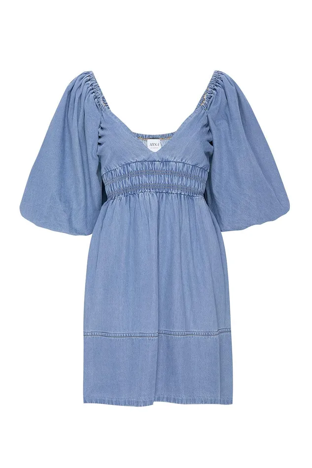 Women MISA Los Angeles Dresses ARYN DRESS Blue Chambray