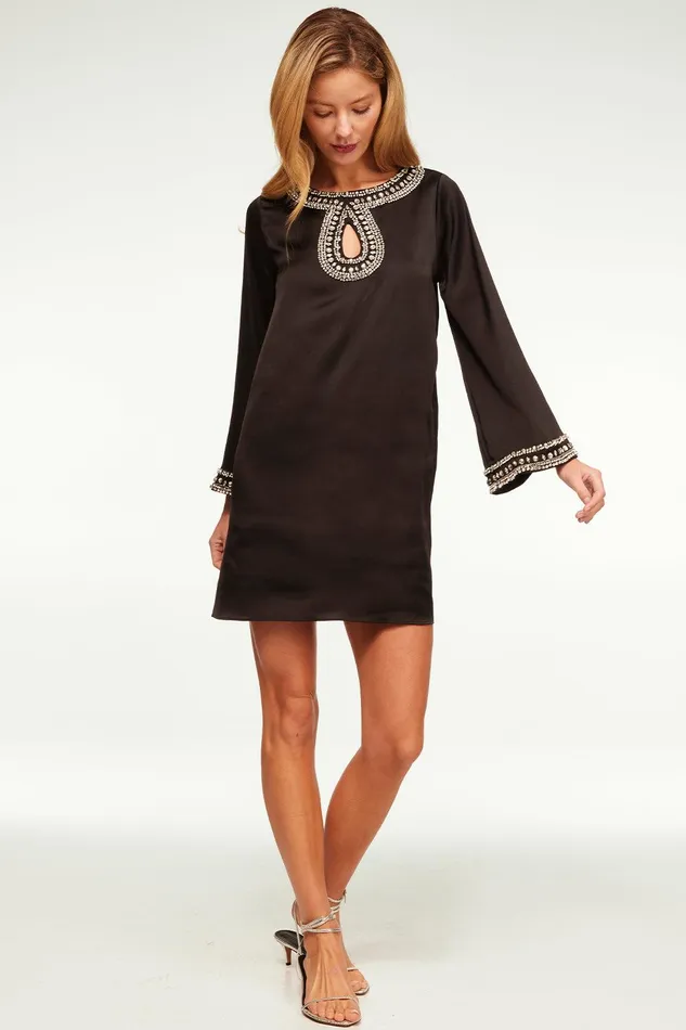 Women MISA Los Angeles Dresses IVY DRESS Black Satin