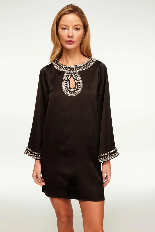 Women MISA Los Angeles Dresses IVY DRESS Black Satin