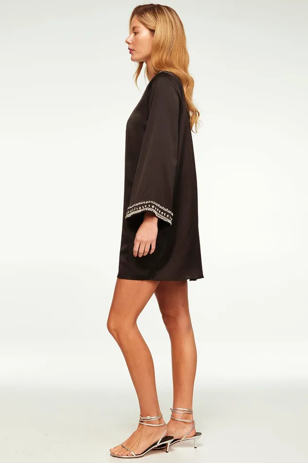 Women MISA Los Angeles Dresses IVY DRESS Black Satin