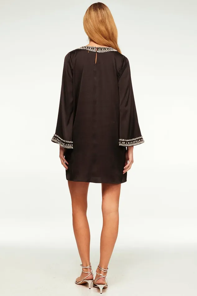 Women MISA Los Angeles Dresses IVY DRESS Black Satin