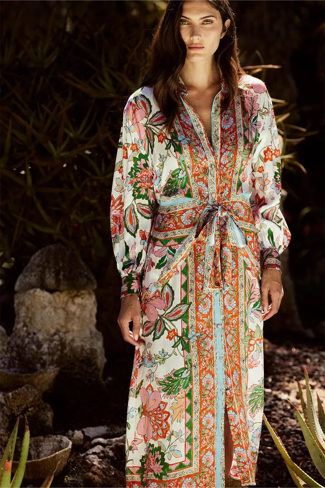 Women MISA Los Angeles Dresses KASBAH DRESS Casablanca Border Mix