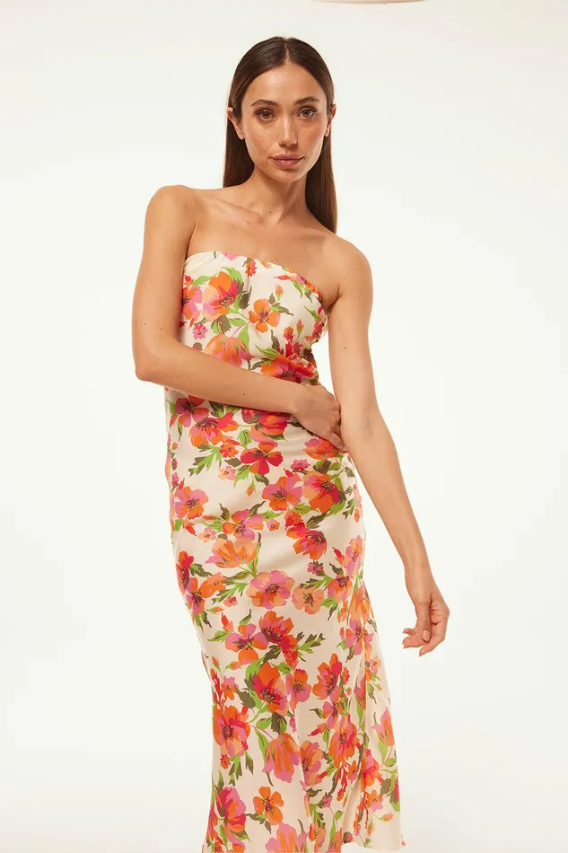 Women MISA Los Angeles Dresses THARA DRESS Palmarei Blooms Satin