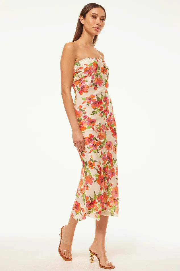 Women MISA Los Angeles Dresses THARA DRESS Palmarei Blooms Satin