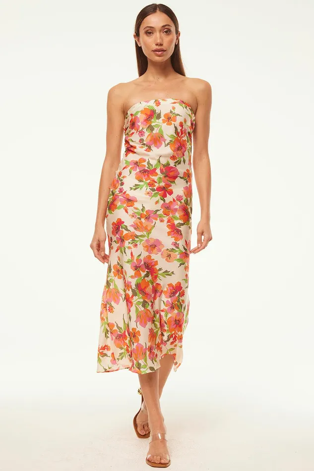 Women MISA Los Angeles Dresses THARA DRESS Palmarei Blooms Satin