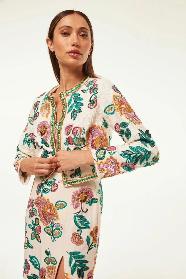 Women MISA Los Angeles Jackets SALIMA JACKET Malika Paisley Floral Embroidery
