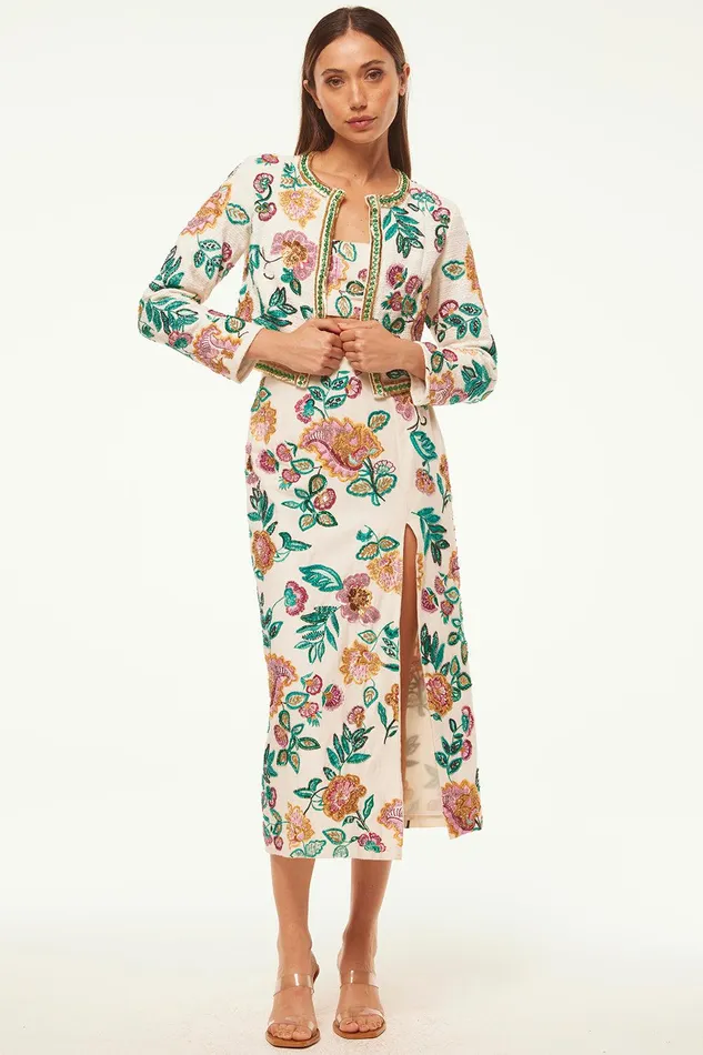Women MISA Los Angeles Jackets SALIMA JACKET Malika Paisley Floral Embroidery