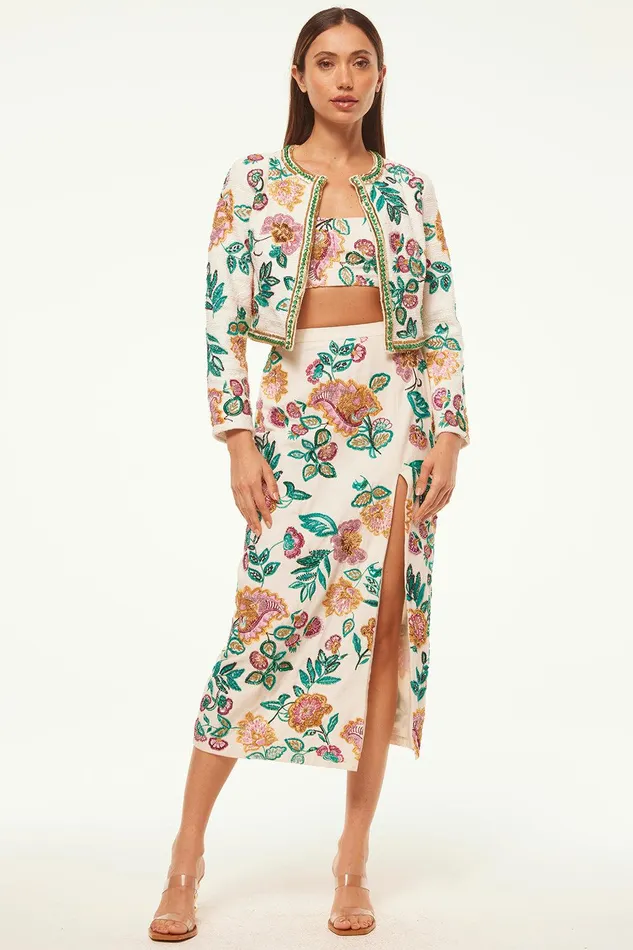 Women MISA Los Angeles Jackets SALIMA JACKET Malika Paisley Floral Embroidery