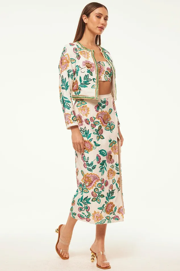 Women MISA Los Angeles Jackets SALIMA JACKET Malika Paisley Floral Embroidery