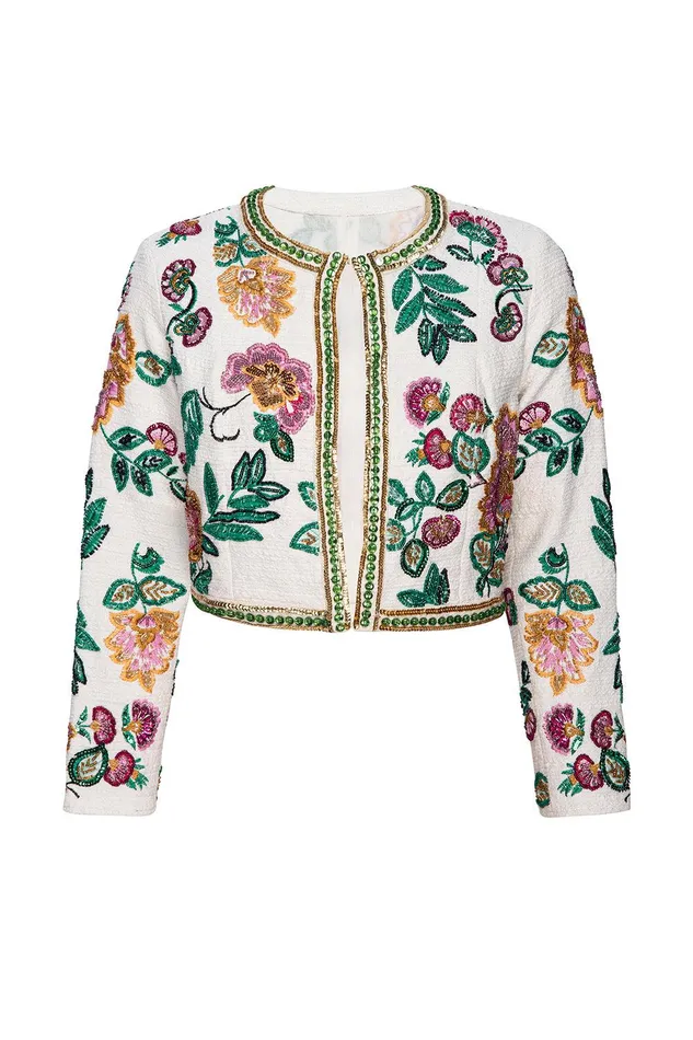 Women MISA Los Angeles Jackets SALIMA JACKET Malika Paisley Floral Embroidery