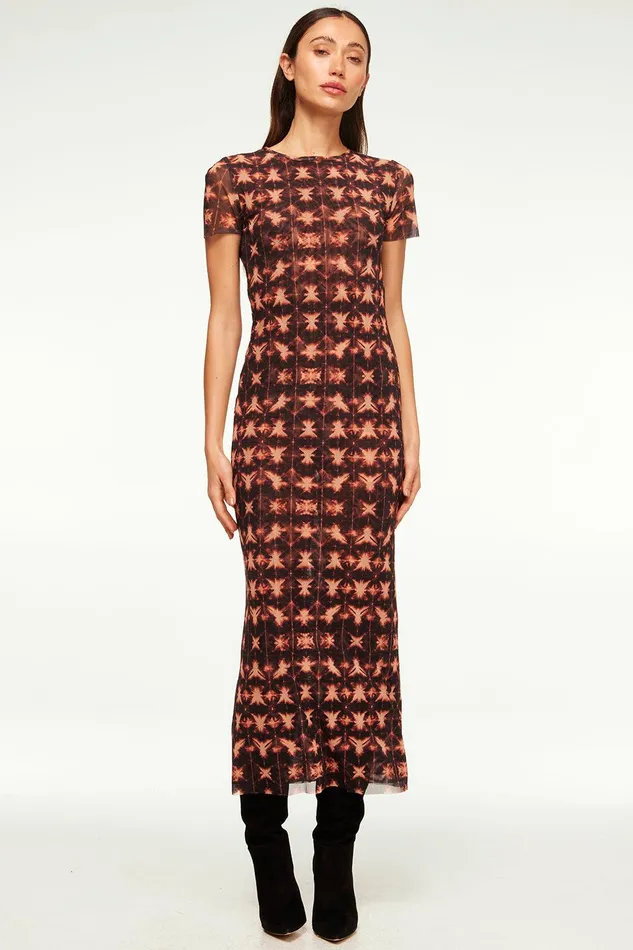 Women MISA Los Angeles Jersey and Mesh VANESSA DRESS Angel Glow