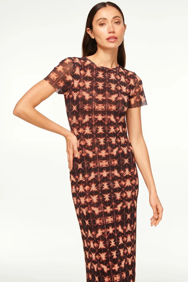 Women MISA Los Angeles Jersey and Mesh VANESSA DRESS Angel Glow