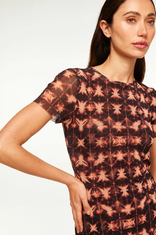 Women MISA Los Angeles Jersey and Mesh VANESSA DRESS Angel Glow