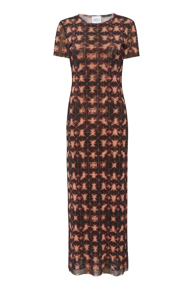 Women MISA Los Angeles Jersey and Mesh VANESSA DRESS Angel Glow